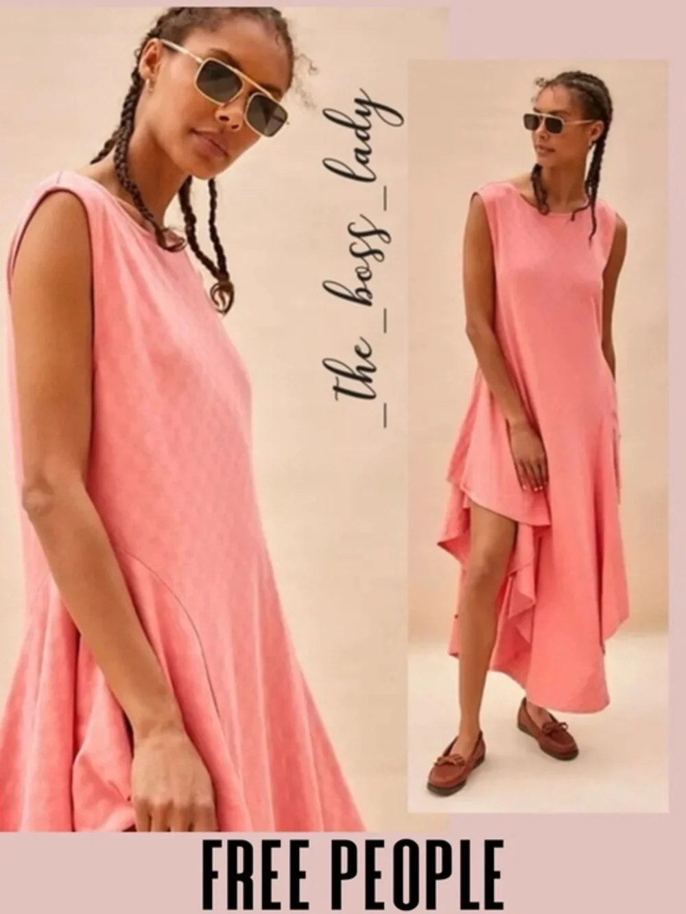 Free People dress Small midi asymmetrical textured ruffle boho cotton